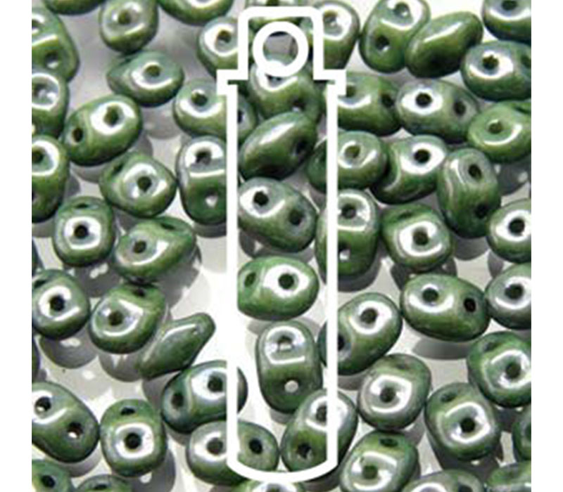 2.5x5mm Superduo - Chalk Green Luster