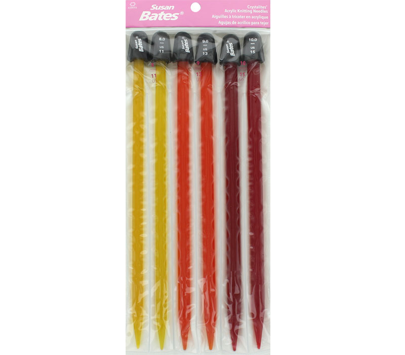 Susan Bates - Crystalites Knit Needle 10-inch Set Sizes: 8 -9 -10 -10-1/2