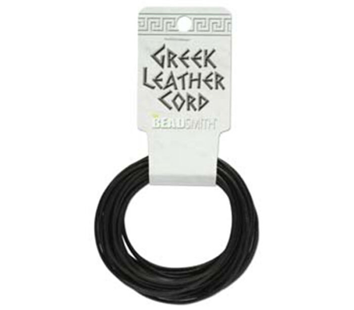 Greek Leather Cord 1.5mm - Black - 5-feet