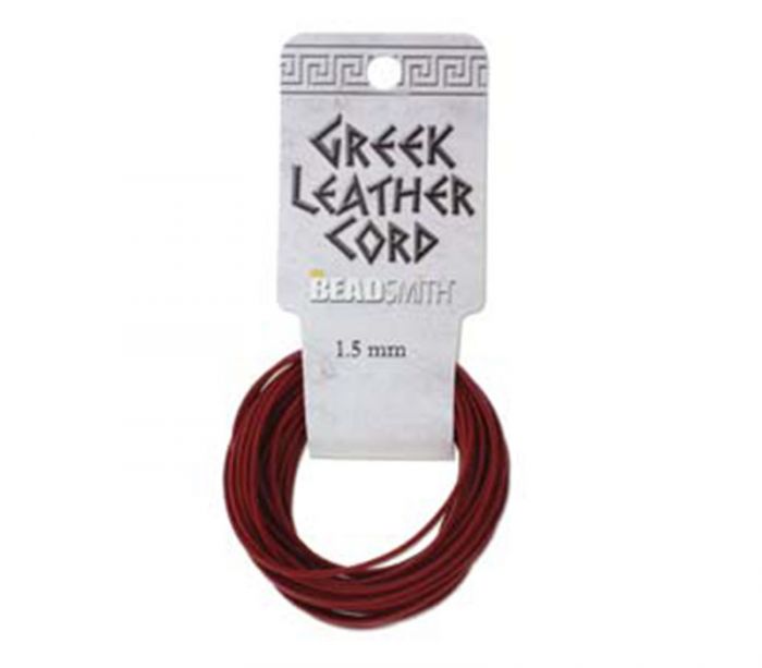 Greek Leather Cord 1.5mm - Red - 5-feet