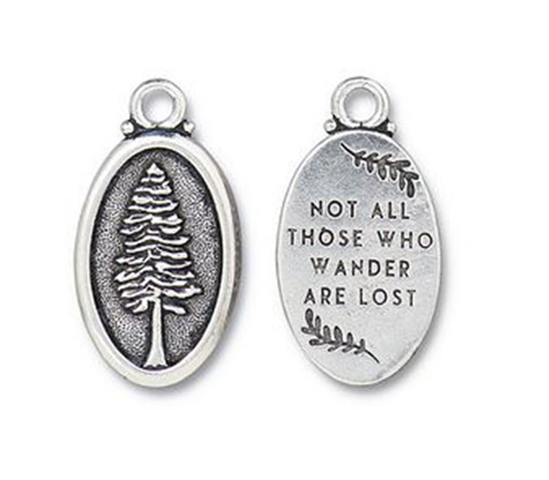 TierraCast Redwood Charm - Antiqued Silver