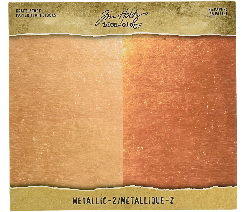 Tim Holtz Idea-ology Kraft Stock Metallic - 8-inch x 8-inch - Rose Gold and Copper