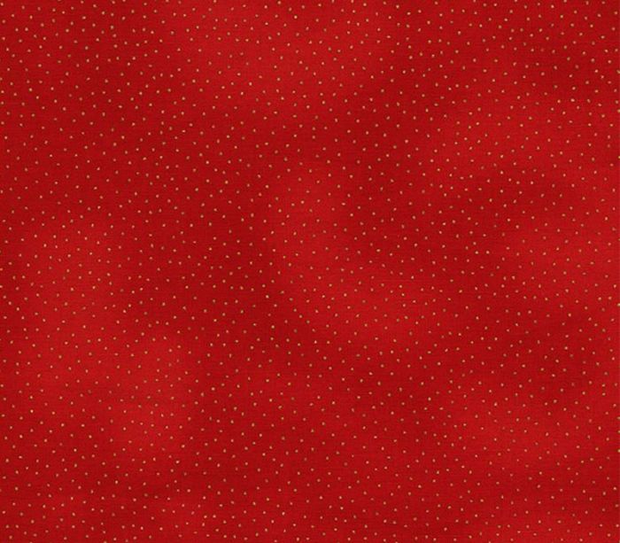 Fabric - Red with Gold Metallic Pin Dots