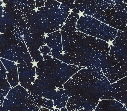 Fabric - Glow in the Dark Constellations Allover On Midnight Blue