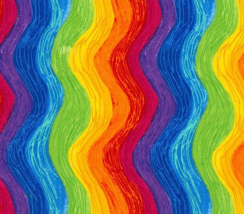 Fabric - Wavy Rainbow Multicolor Stripe