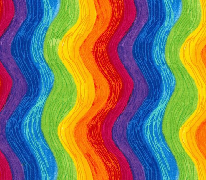Fabric - Wavy Rainbow Multicolor Stripe