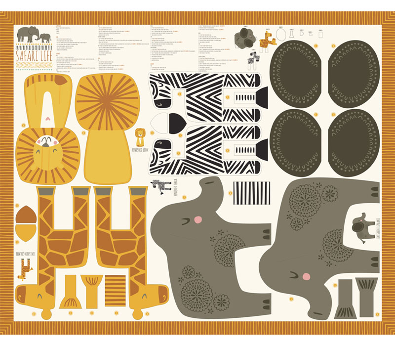 36-inch x 44-inch Cut Fabric Panel - Safari Life Animal