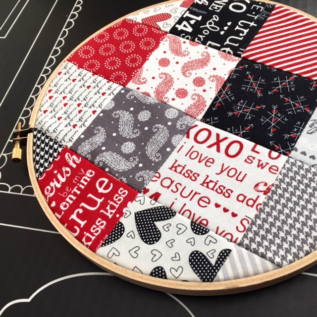 Valentines Quilted Embroidery Hoop Décor
