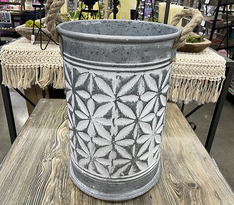 Metal Planter with Rope Handles - Small