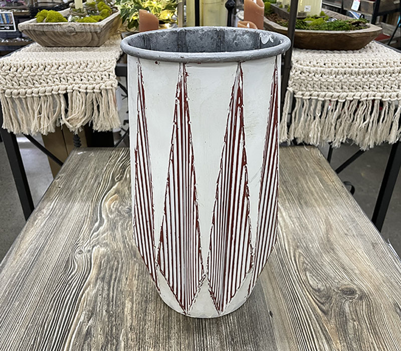 Metal Planter with Red Accents - Small