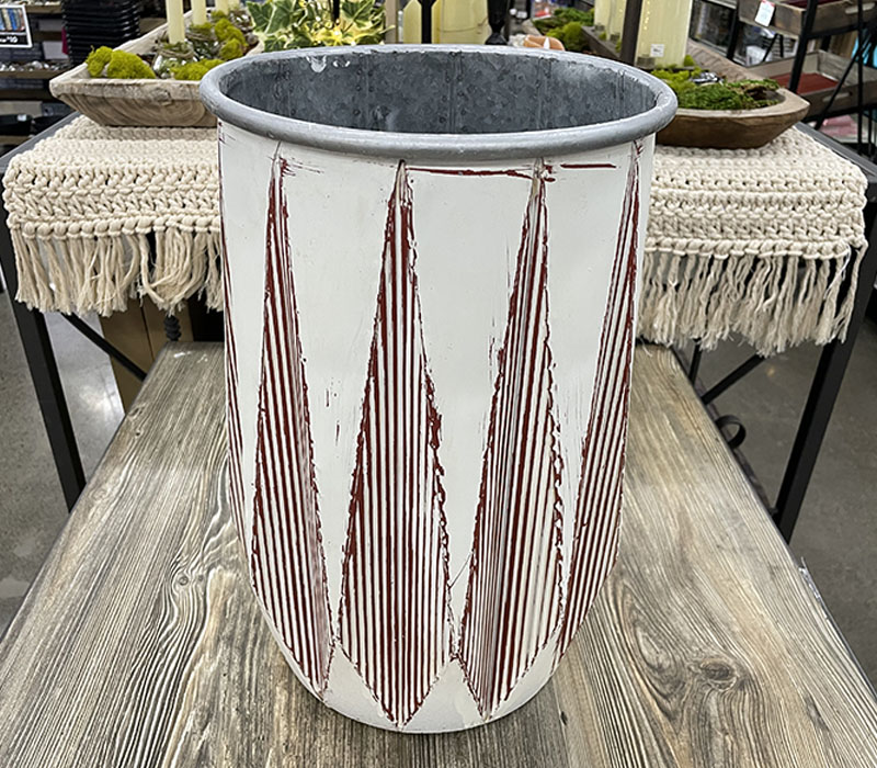 Metal Planter with Red Accents - Large