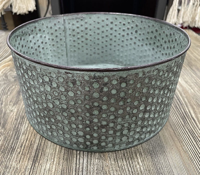 Metal Green Planter with Dots - Large