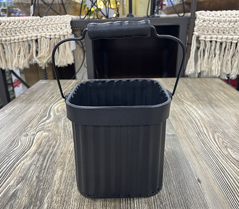 Metal Square Bucket - Black