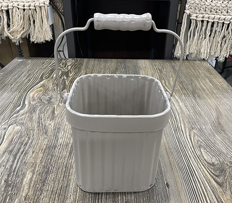 Metal Square Bucket - Tan