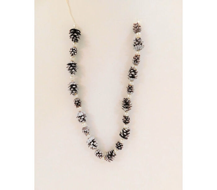 Garland with Snowy Pinecones and Pearls - 30-inch