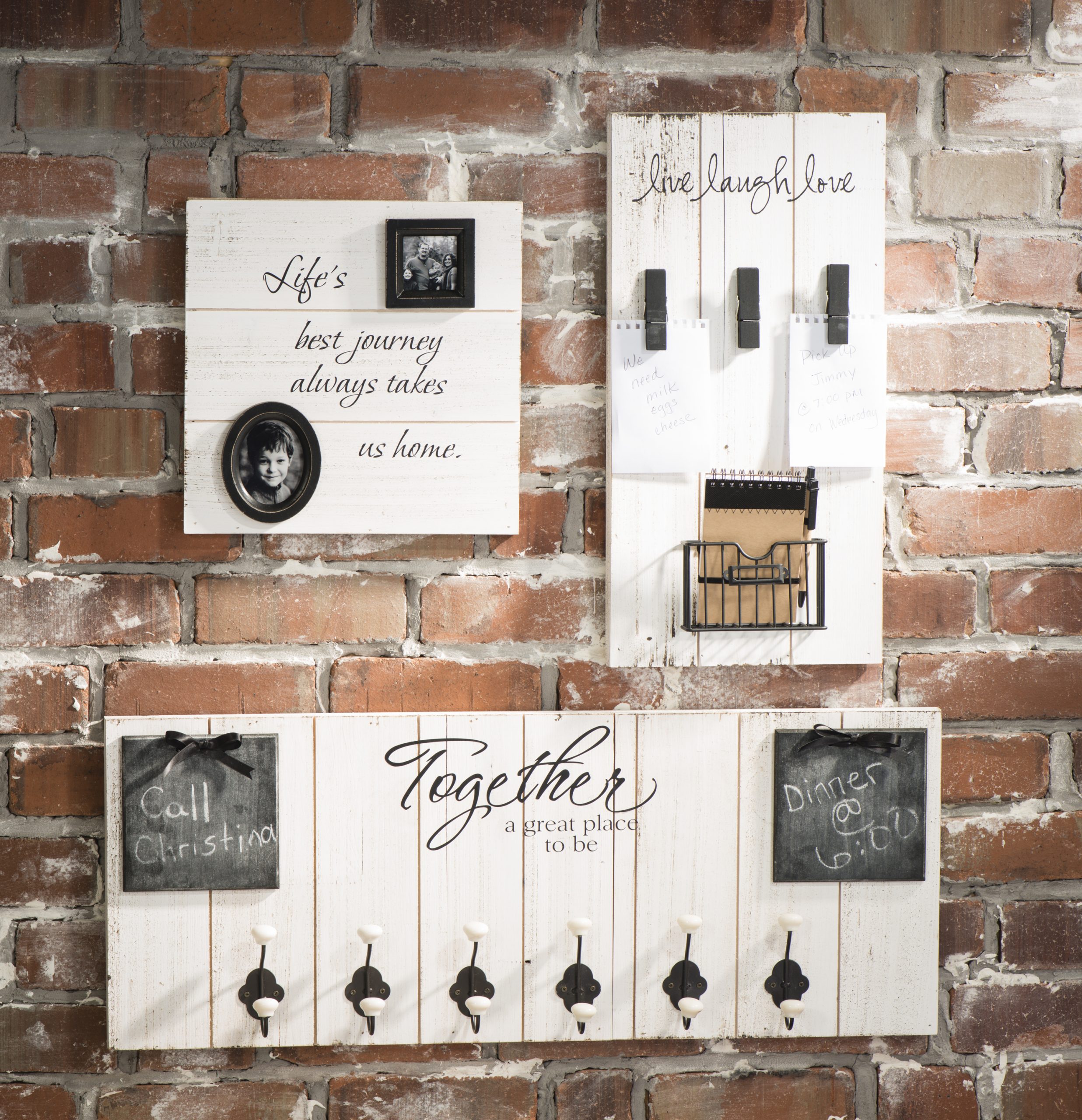 white wash wood board DIY organizer