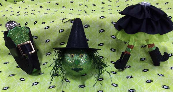 Make a three part witch ornament for Halloween decor