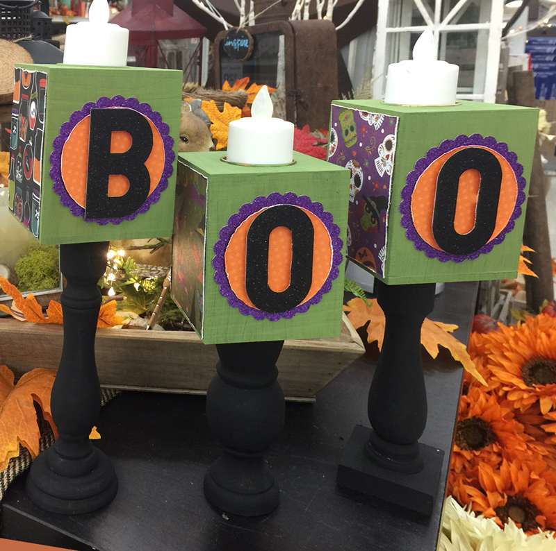 Boo Candle Stick Halloween holders