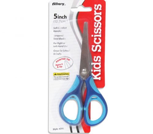 Premium Kids 5-inch Pointed Scissors #211 Assorted colors - color shipped chosen at random.