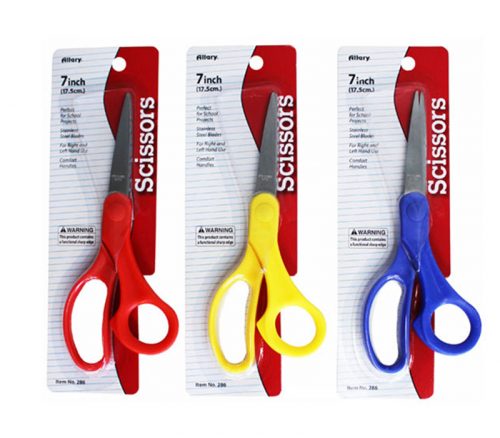 Premium Kids 7-inch Scissors  #286. Assorted colors - color shipped chosen at random.