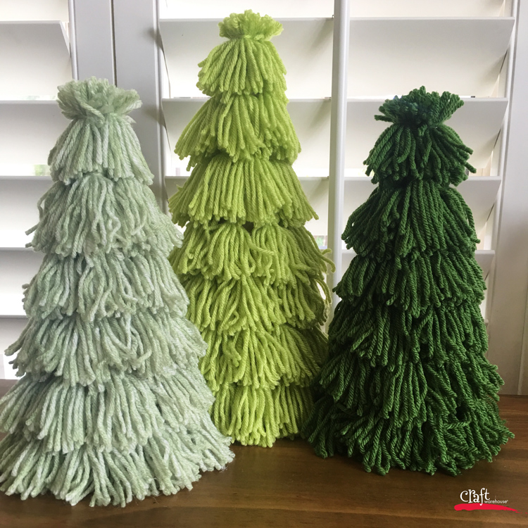 Yarn Tassel Pine Trees made on Cones