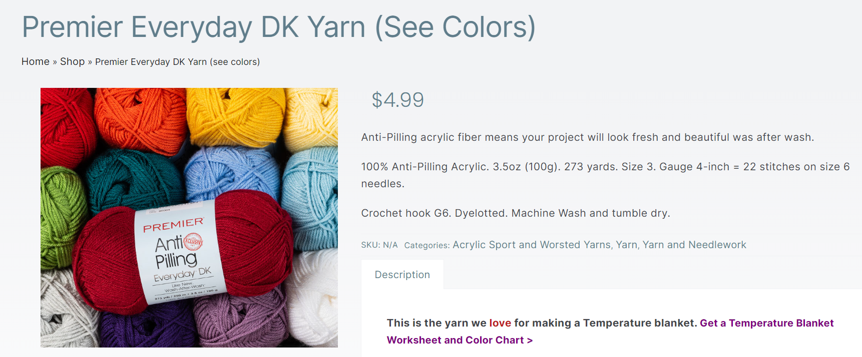 Buy Yarn to make a Temp Blanket