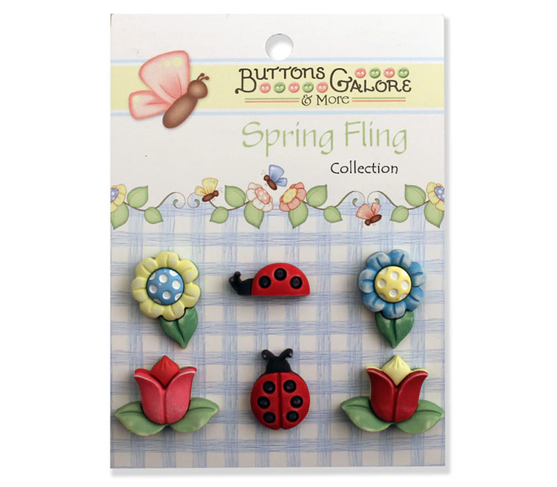 Novelty Buttons Flowers and Ladybugs #SF105