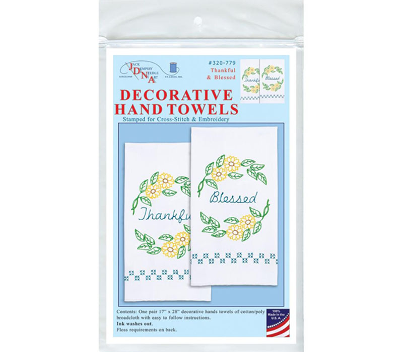 Thankful & Blessed Stamped Decorative Hand Towel Pair