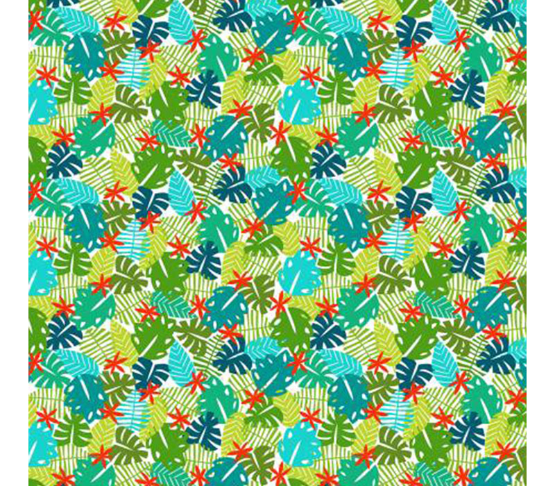 Wild Party Colorful Tropical Leaves on White