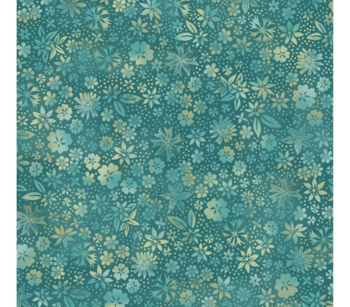 Forest Chatter Small Flowers on Teal