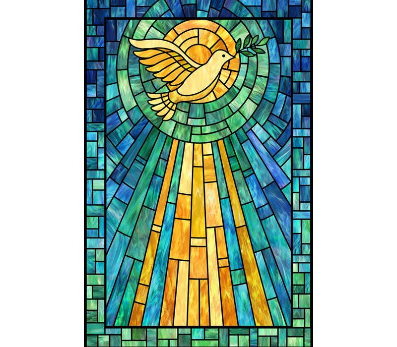 Spirit Of Love Dove Stained Glass fabric Panel