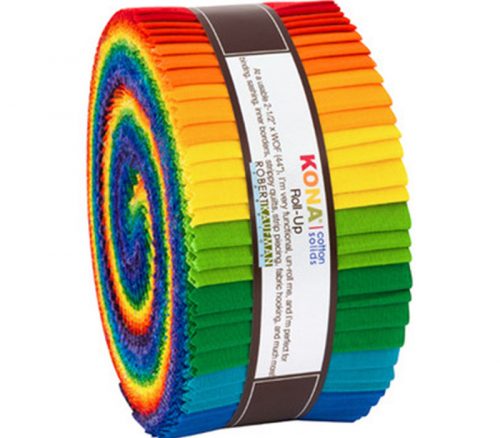 Kona Solid Cotton 2.5-inch strips - Bright Rainbow