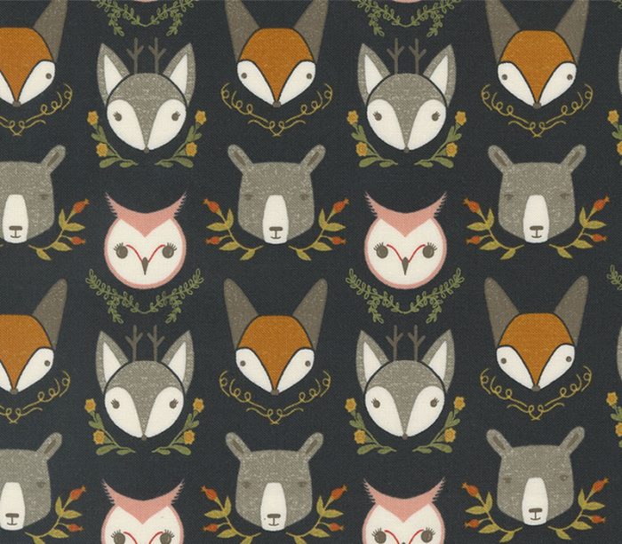 Woodland Wonder Animal Heads on Midnight